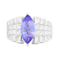 18KT White Gold 1.95ct Tanzanite and Diamond Ring