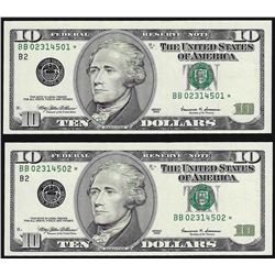 Lot of (2) 1999 $10 Federal Reserve STAR Notes