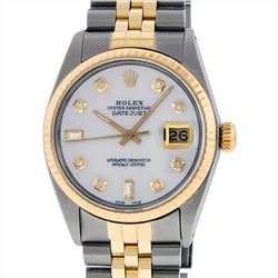 Rolex Men's Two Tone 14KT Yellow Gold Diamond Datejust Wristwatch