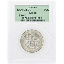 1936-D San Diego Commemorative Half Dollar Coin PCGS MS65