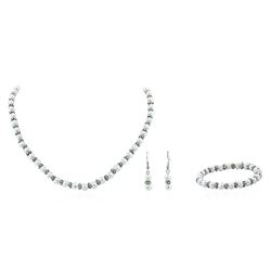 Cultured White Pearl Necklace, Bracelet and Earring Set