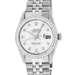 Rolex Mens Stainless Steel 1.00ctw Diamond Datejust Wristwatch