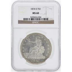 1874-S $1 Trade Silver Dollar Coin NGC MS60