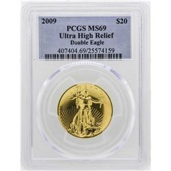 2009 $20 Ultra High Relief Double Eagle Gold Coin PCGS MS69