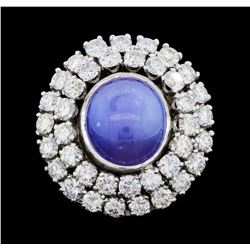 14KT White Gold 8.10ct. Natural Blue Star Sapphire and Diamond Ring