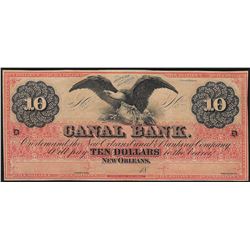 1800's $10 Canal Bank New Orleans Obsolete Bank Note