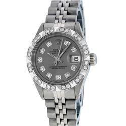 Rolex Ladies Stainless Steel 0.50ctw Diamond Datejust Wristwatch