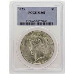 1923 $1 Peace Silver Dollar Coin PCGS MS63