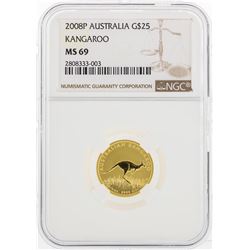 2008P $25 Australia Kangaroo Gold Coin NGC MS69