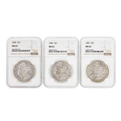 1885-1887 $1 Morgan Silver Dollar Coins NGC MS63