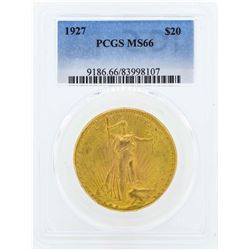 1927 $20 St. Gaudens Double Eagle Gold Coin PCGS MS66