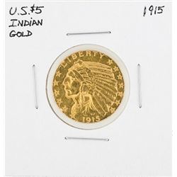 1915 $5 Indian Head Half Eagle Gold Coin