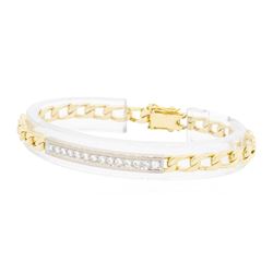 18KT Yellow and White Gold 1.00ctw Diamond ID Bracelet