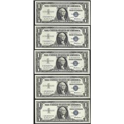 Lot of (5) Consecutive 1957 $1 Silver Certificate Notes Uncirculated