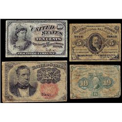 Lot of (4) Fractional Currency Notes