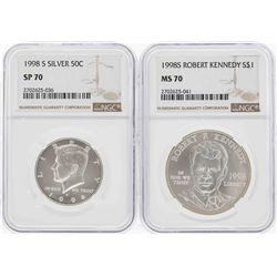 1998-S Kennedy Half Dollar NGC SP70 & 1998-S $1 Kennedy Silver Dollar NGC MS70