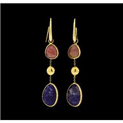 14KT Yellow Gold Ladies Multi-Color Quartz Dangle Earrings