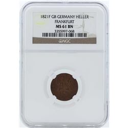 1821F GB Germany Heller Frankfurt Coin NGC MS61BN