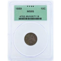 1889 Seated Liberty Dime Coin PCGS MS65