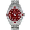 Image 1 : Rolex Ladies Stainless Steel Ruby and Diamond Datejust Wristwatch