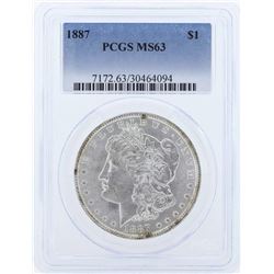 1887 $1 Morgan Silver Dollar Coin PCGS MS63