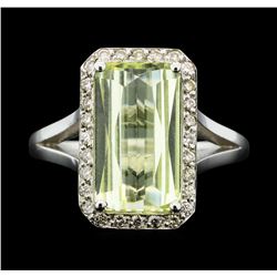 14KT White Gold 3.90ct Lemon Quartz and Diamond Ring