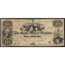 1860 $10 The Bank of the Valley in Virginia Obsolete Note