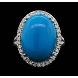 14KT White Gold 9.70ct Turquoise and Diamond Ring