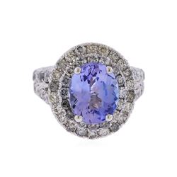 14KT White Gold 3.43ct Tanzanite and Diamond Ring