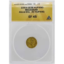 1593-1638 Macassar Ala-al-Din Kupang Gold Coin ANACS XF45