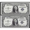 Image 1 : Lot of (2) 1935E $1 Silver Certificate Notes Uncirculated