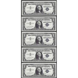 Lot of (5) Consecutive 1957 $1 Silver Certificate Notes Uncirculated