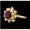 Image 2 : 14KT Yellow Gold 1.30ct Ruby and Diamond Ring