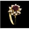 Image 4 : 14KT Yellow Gold 1.30ct Ruby and Diamond Ring