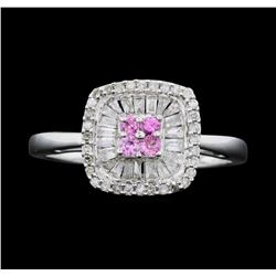 14KT White Gold Ladies 0.50ctw Diamond and Pink Sapphire Ring