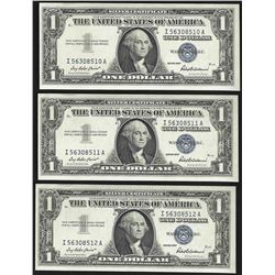 Lot of (3) Consecutive 1957 $1 Silver Certificate Notes Uncirculated