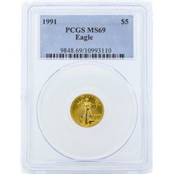 1991 $5 American Gold Eagle Coin PCGS MS69