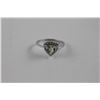 Image 2 : CERTIFIED GREEN AMETHYST  & DIAMOND SOLITAIRE RING  1.25 CT.  TRILLION CUT  2 DIAMONDS