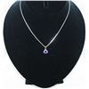 Image 2 : CERTIFIED PURPLE AMETHYST & DIAMOND PENDANT/NECKLACE.  1.1 CT TRILLION CUT
