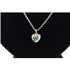 Image 2 : CERTIFIED 1CT EMERALD & DIAMOND NECKLACE. HEART CUT INCH DEEP GREEN PENDANT 14MMX20MM