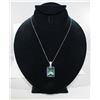 Image 2 : 75 CT. EMERALD CUT MYSTIC TOPAZ NECKLACE.  OCEAN BLUE COLOR.  STERLING SILVER.