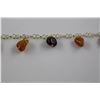 Image 2 : GENUINE MULTI COLORED AMBER BRACELET.  STERLING SILVER
