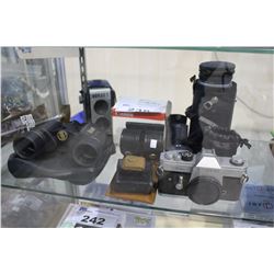 LOT OF ASSORTED VINTAGE CAMERAS, LENSES AND BINOCULARS