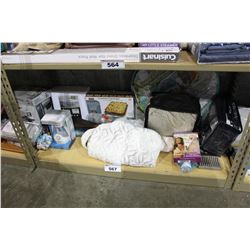 SHELF LOT OF DEPARTMENT STORE GOODS: COPPER CRISPER, DIFFUSER, COMFORT BRA AND MORE