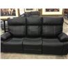 Image 2 : BLACK LEATHER THREE PIECE RECLINING SOFA SET (SOFA, LOVESEAT AND CHAIR)