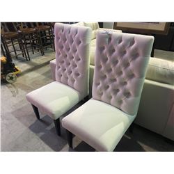 PAIR OF WHITE BUTTON BACK CHAIRS