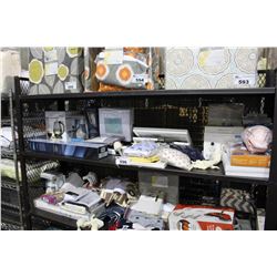 SHELF LOT OF DEPARTMENT STORE GOODS: DIFFUSER, BABY MONITOR, TOWEL BAR AND MORE