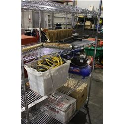 ROLLING RACK OF EXTENSION CORDS, AIR COMPRESSOR AND MORE (ROLLING RACK NOT INCLUDED)