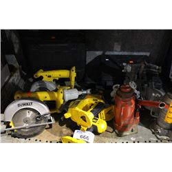 SHELF LOT OF DEWALT TOOLS