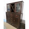 Image 2 : 11 DRAWER DARK STAINED SIDE BOARD WITH TOP WINE RACK 62.5"W X 79.5"H X 19"D